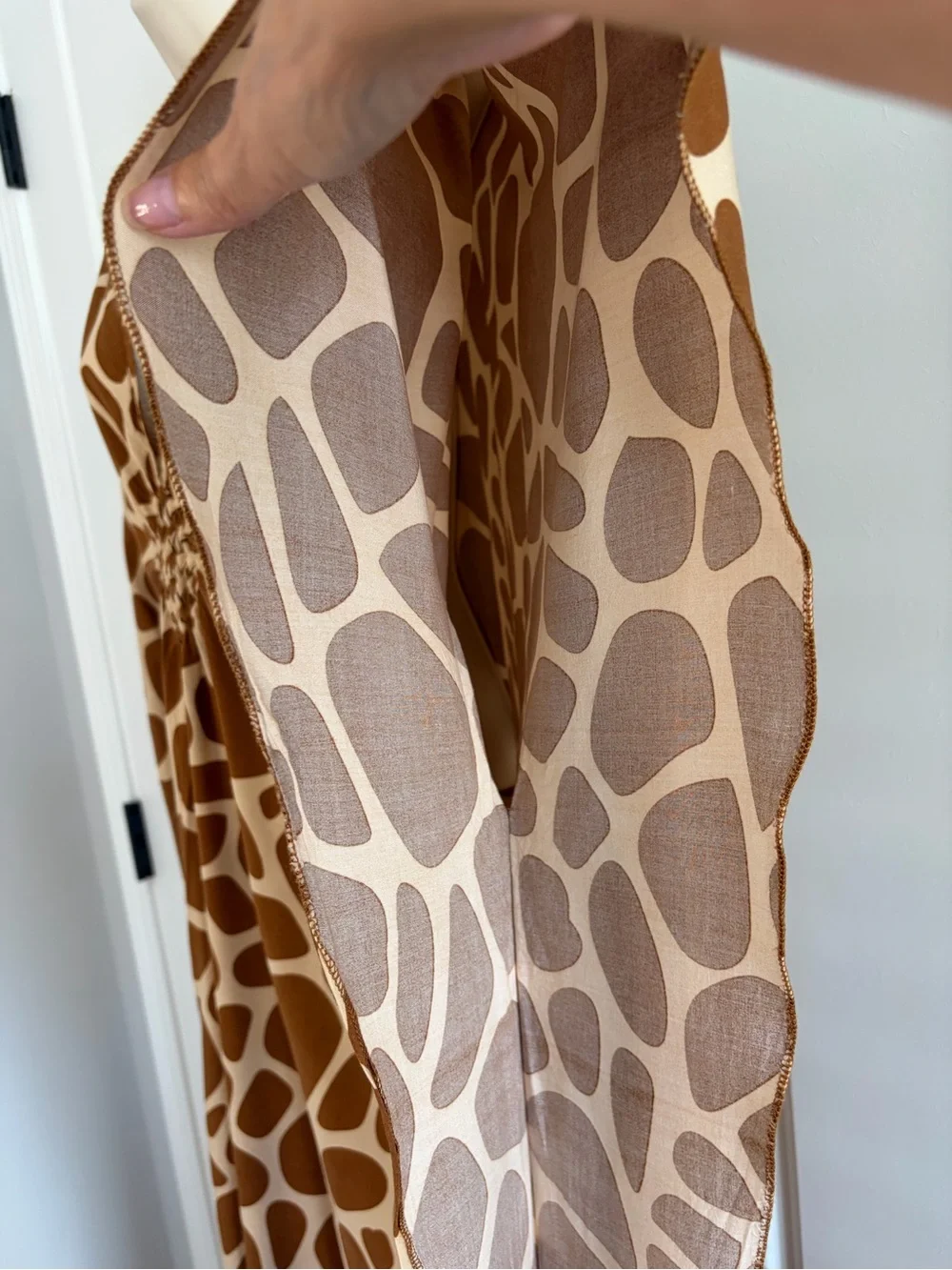 Women’s Giraffe Print Swim Coverup Kaftan Brown/Cream Neutral One Size Resort